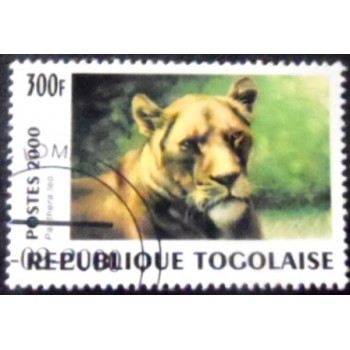 Imagem do selo postal do Togo de 2000 Lion anunciado