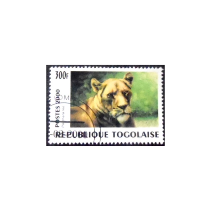 Imagem do selo postal do Togo de 2000 Lion anunciado