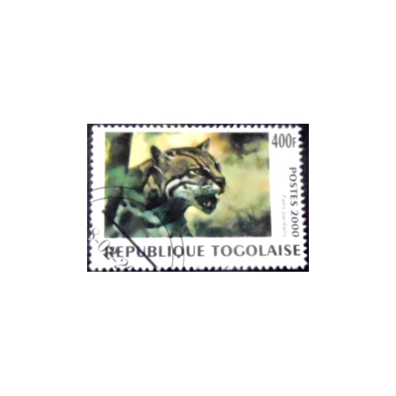 Imagem do selo postal do Togo de 2000 Ocelot  anunciado