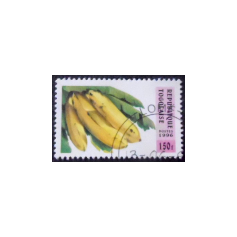 Imagem do selo postal do Togo de 1996 Bananas anunciada