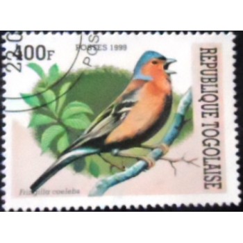 Imagem do selo postal do Togo de 1999 Common Chaffinch anunciado