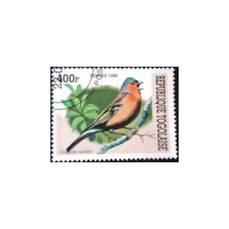 Imagem do selo postal do Togo de 1999 Common Chaffinch anunciado