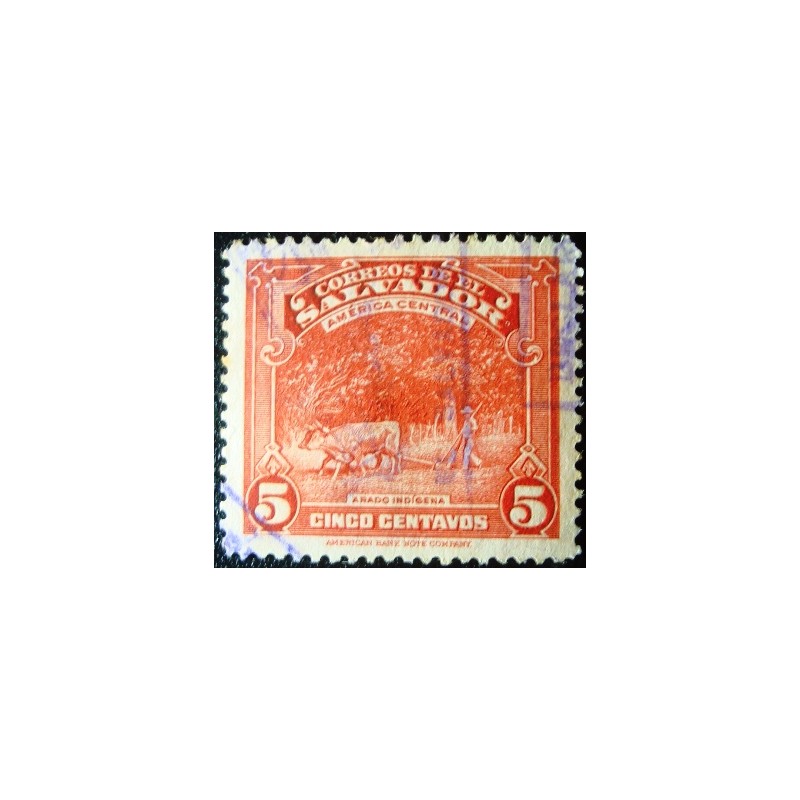 Imagem similar à do selo postal de El Salvador de 1938 farmer 5 U