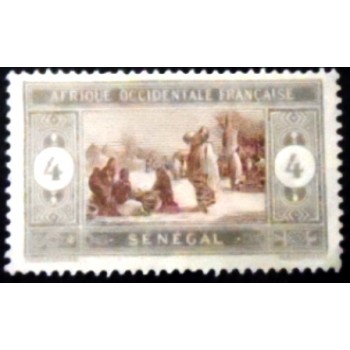 Imagem do selo postal do Senegal de 1914 Indigenous Market 4 anunciado