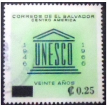Imagem do selo postal do El Salvador de 1974 Anniversary of UNESCO anunciado