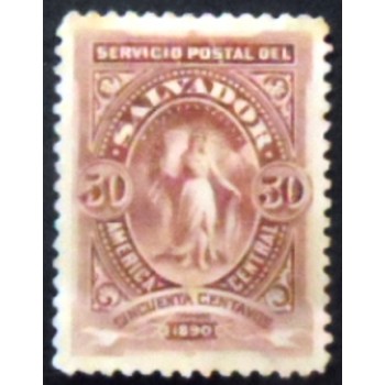 Imagem do selo postal de El Salvador de 1890 Victory in an Oval 50 anunciado