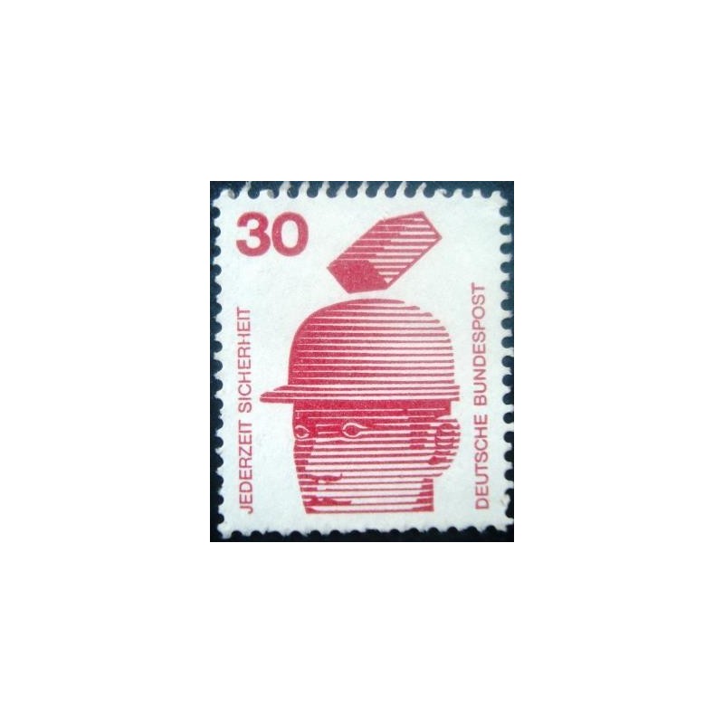 Imagem do selo postal da Alemanha de 1972 Safety helmet NA