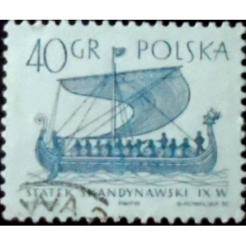 Imagem do selo postal da Polônia de 1963 Scandinavian Gokstad U