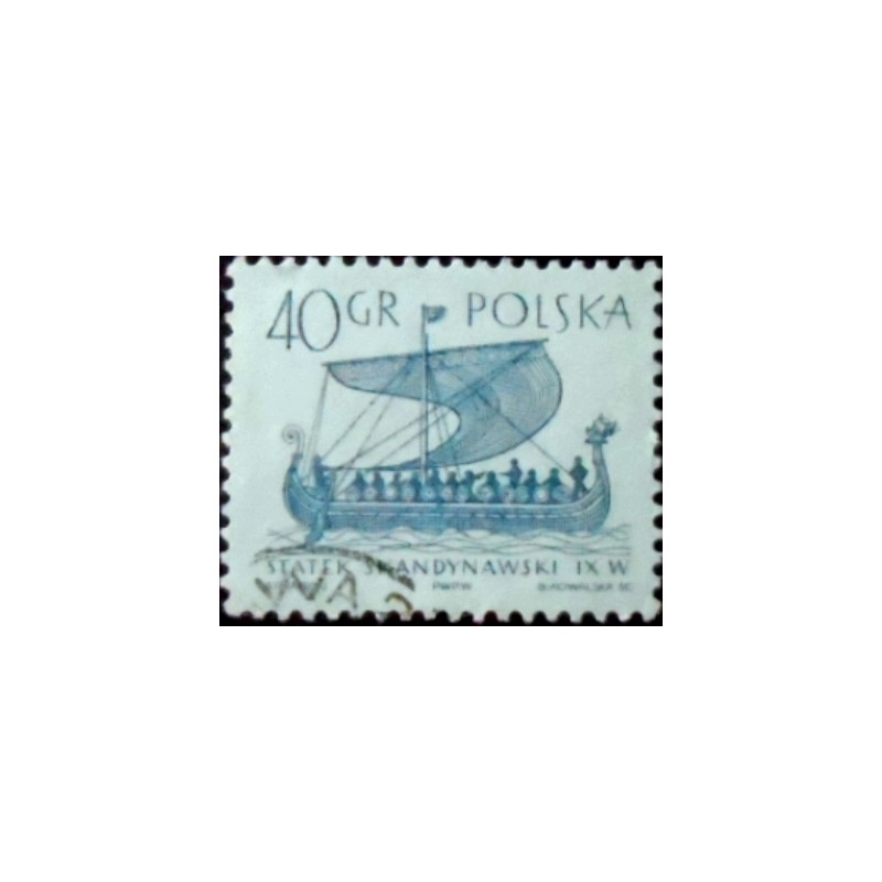 Imagem do selo postal da Polônia de 1963 Scandinavian Gokstad U