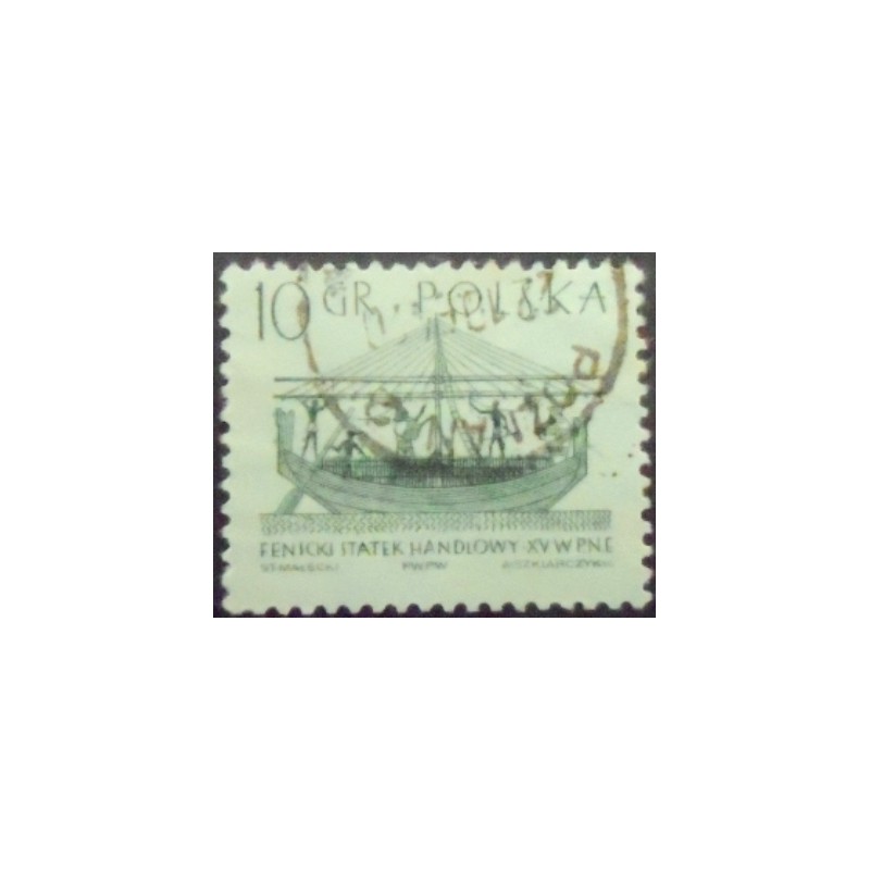 Imagem do selo postal da Polônia de 1963 Phoenician Merchant Ship U