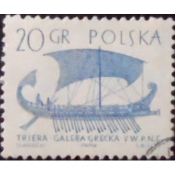 Imagem do selo postal da Polônia de 1963 B.C. Greek Trirem U anunciado