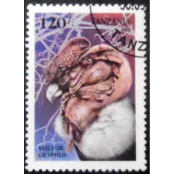 Imagem do selo postal da Tanzânia de 1994 Andean Condor aunciado
