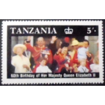 Imagem do selo postal da Tanzânia de 1987 Royal family anunciado
