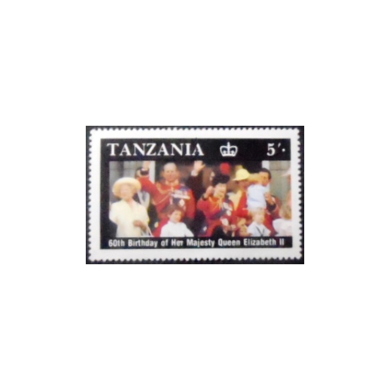 Imagem do selo postal da Tanzânia de 1987 Royal family anunciado