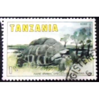 Imagem do selo postal da Tanzânia de 1985 Aldabra Giant Tortoise anuciado