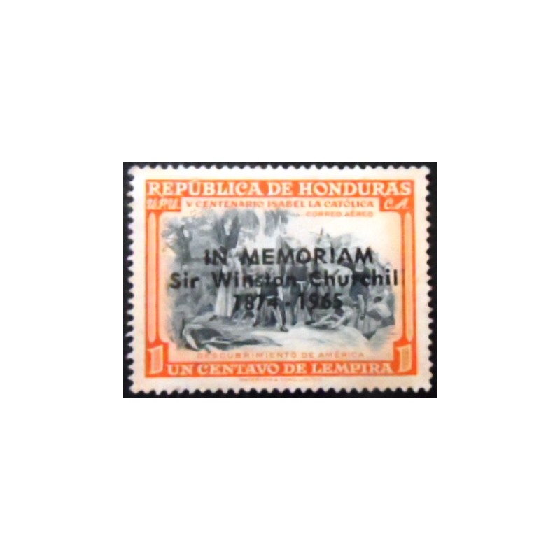 Imagem do selo postal de Honduras de 1965 Landing of Christopher Columbus