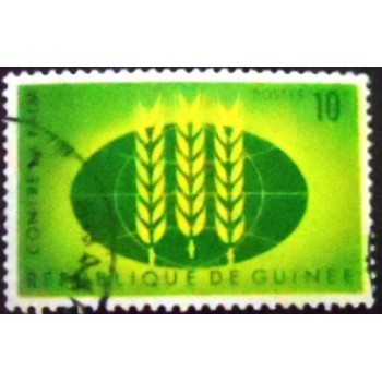 imagem do selo postal da Rep. da Guiné de 1963 Campaign Against Hunger 10 anunciado