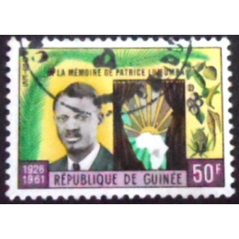 Imagem do selo postal da Rep. da Guiné de 1962 Patrice Lumumba 50 anunciado