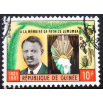 Imagem do selo postal da Rep. da Guiné de 1962 Patrice Lumumba  10 anunciado