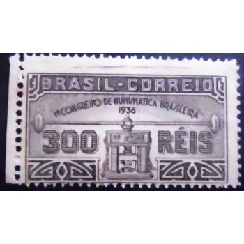 Selo postal do Brasil de 1936 Congresso de Numismática M