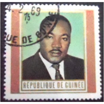 Imagem do selo postal da Rep. da Guiné de 1968 Marther Luther King anunciado