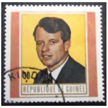 Imagem do selo  postal da Rep. da Guiné de 1968 Robert F. Kennedy anunciado