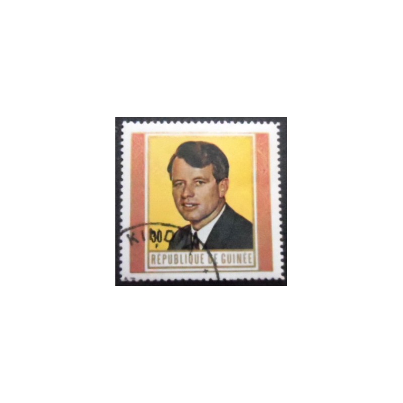 Imagem do selo  postal da Rep. da Guiné de 1968 Robert F. Kennedy anunciado