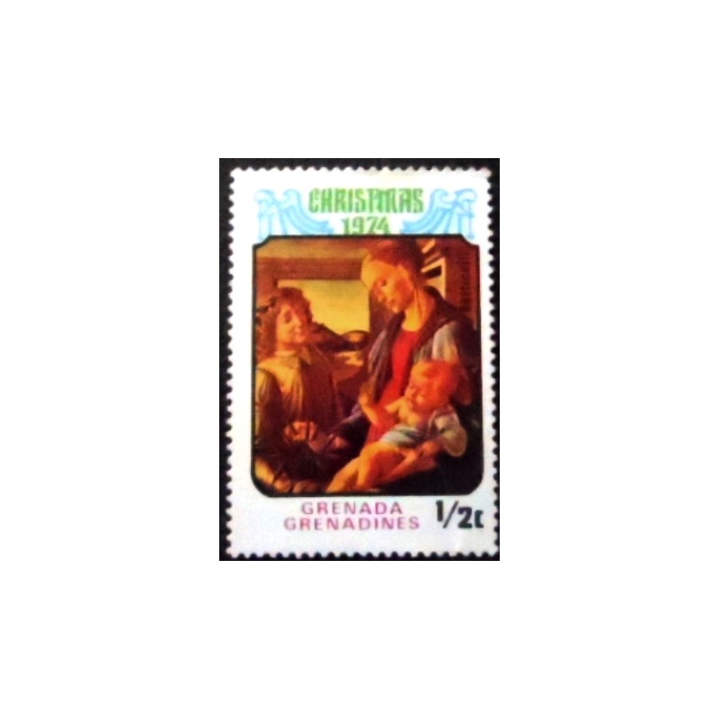 Imagem do selo postal de Granada-Grenadines de 1974 Virgin and Child by Botticelli anunciado