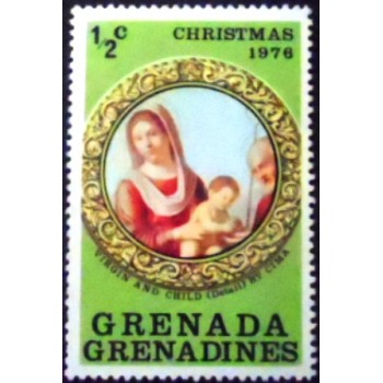 Imagem do selo postal de Granada-Grenadines de 1976 Virgin and Child anunciado