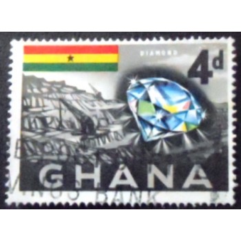 Imagem do selo postal de Gana de 1959 Diamond and Mine anunciado