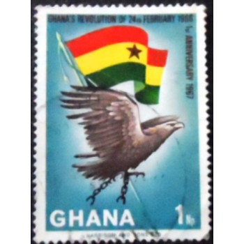 Imagem do selo postal de Gana de 1967 February Revolution anunciado