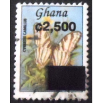 Imagem do selo postal de Gana de 2002 African Map Butterfly U anunciado