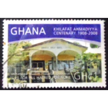 Imagem do selo postal de Gana de 2008 Ahmadiyga Muslim Hospital anunciado
