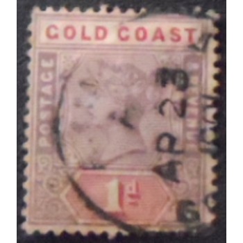 Imagem do selo postal da Costa Dourada de 1898 Queen Victoria 1 anunciado
