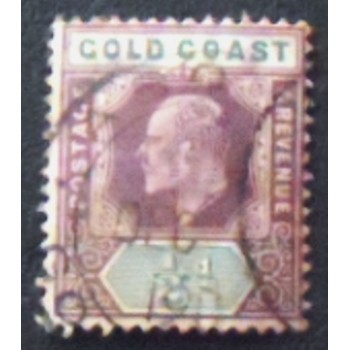 Imagem do selo postal da Costa Dourada de 1902 King Edward VII ½ U anunciado