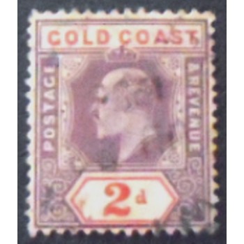 Imagem do selo postal da Costa Dourada de 1904 King Edward VII 2 anunciado