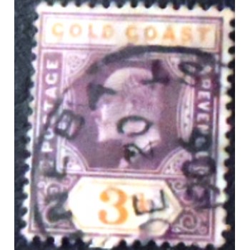 Imagem do selo postal da Costa Dourada de 1904 King Edward VII 3 anunciado