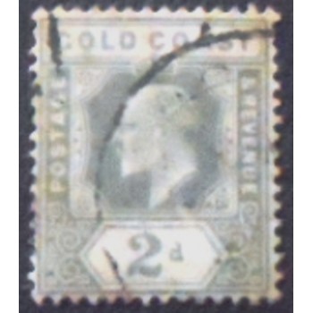 imagem do selo postal da Costa Dourada de 1909 King Edward VII 2 anunciado