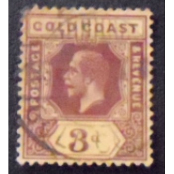 Imagem do selo postal da Costa Dourada de 1909 King Edward VII 3 U anunciado