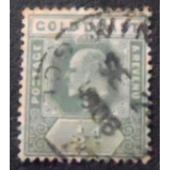 Imagem do selo postal da Costa Dourada de 1921 King Edward VII ½ U anunciado