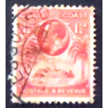 Imagem do selo postal da Costa Dourada de 1928 King George V and Christiansborg Castle 1½ anunciado