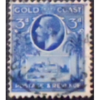 Imagem do selo postal da Costa Dourada de 1928 King George V and Christiansborg Castle 3 anunciado