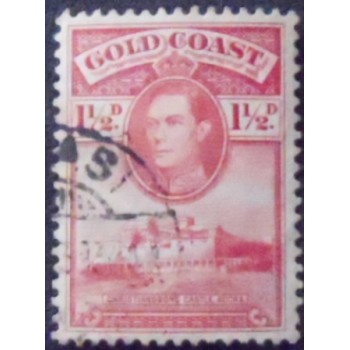 Imagem do selo postal da Costa Dourada de 1938 King George V and Christiansborg Castle 1½ anunciado