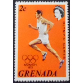 Imagem do selo postal de Granada de 1972 Running anunciado