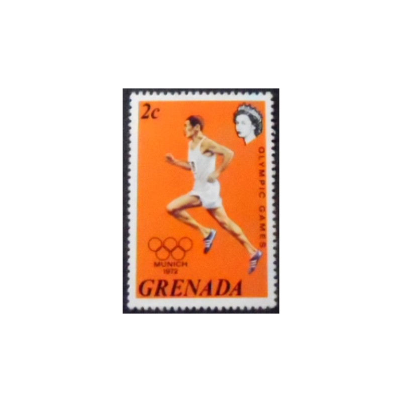 Imagem do selo postal de Granada de 1972 Running anunciado