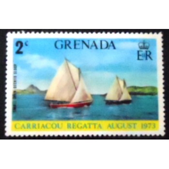 Imagem do selo postal de Granada de 1973 Open-decked sloops anunciado