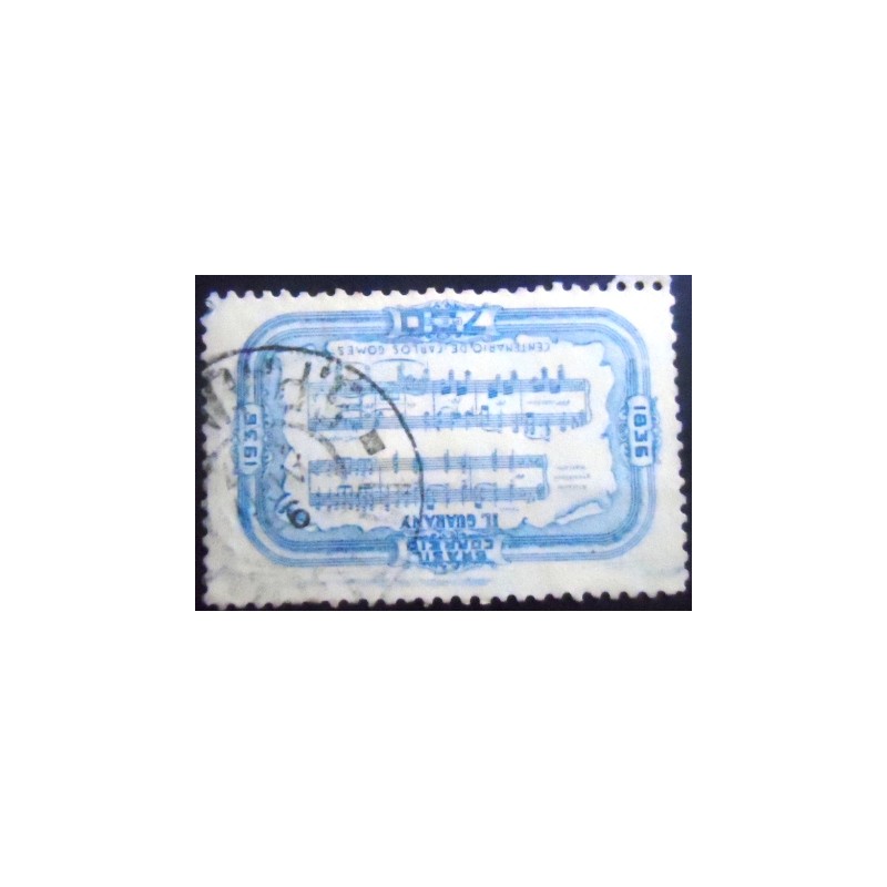 Imagem do selo postal do Brasil de 1936 Carlos Gomes azul 700 U anunciado