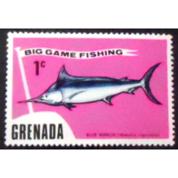 Imagem do selo postal de Granada de 1975 Blue Marlin anunciado