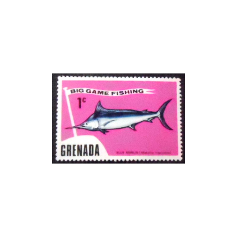 Imagem do selo postal de Granada de 1975 Blue Marlin anunciado