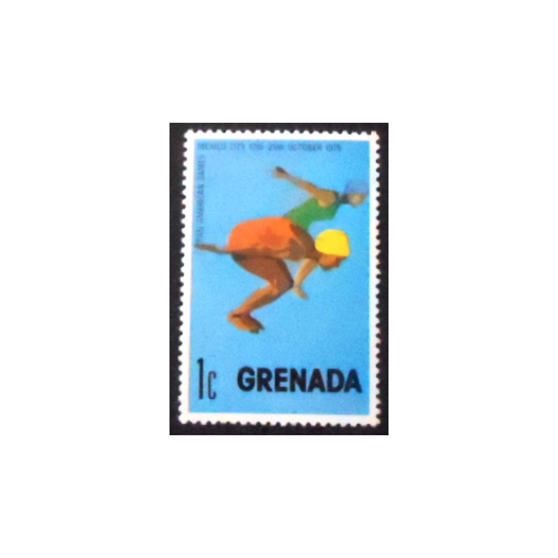 Imagem do selo postal de Granada de 1975 Swimming anunciado